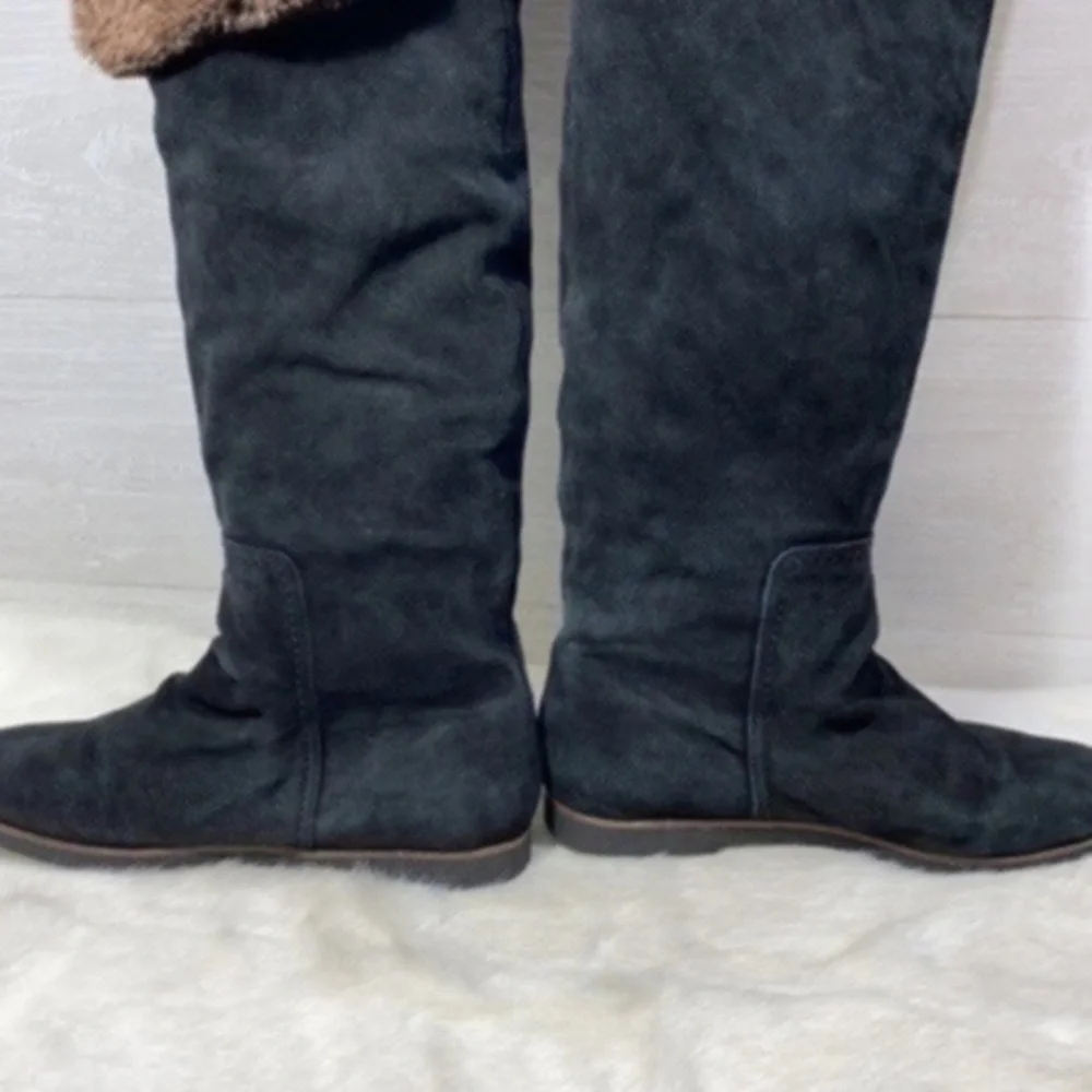 Sam Edelman Versatile Black Suede & Faux Fur Boots Size 9M